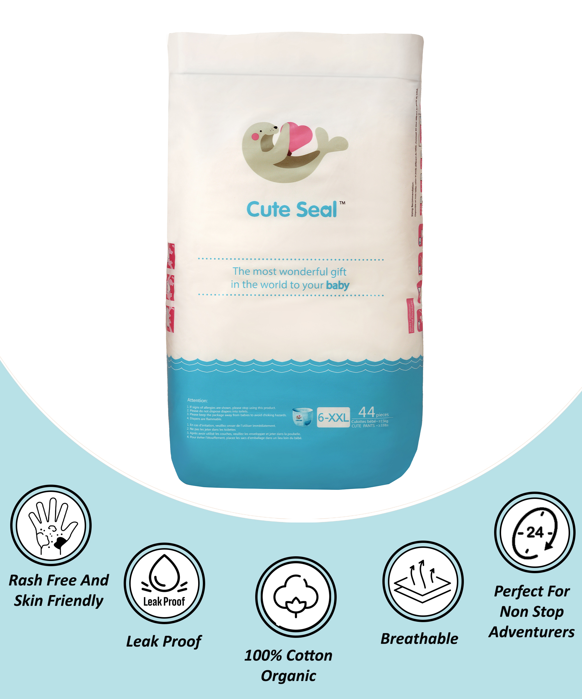 Double Extra Large XXL Pant Fit Baby Diaper 44 pcs. (weight 15 -17kgs)